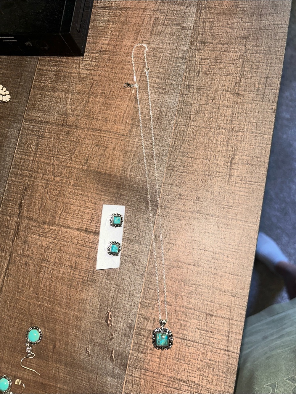 Montana Silversmith Silver Necklace and Earrings Set with Faux Turquoise Stones
